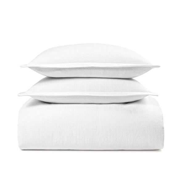 SKY 3-Piece Woven Lattice Duvet Set, White Size Full/Queen New w/Tag Retail $260